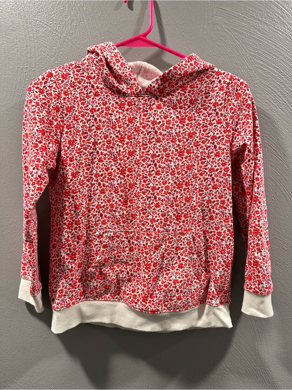 Cat & Jack Red Floral Hoodie with Cream Trim
